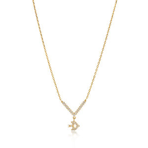 Collier avec pendentif en zircon clair de forme poisson, fabrication artisanale turque, fiançailles, mariage, argent sterling 925, bijoux fins - Product Image 1