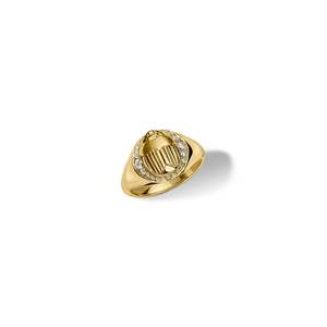 Anillo Scarab Chevalier con Diamantes Naturales, Circonitas y Perlas, Corte Geométrico, Joyería Fina con Baño de Rodio para Uso Diario - Product Image 1
