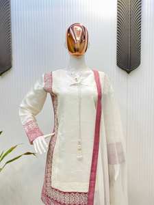 CONJUNTO TENDENCIAS KURTA Y FARSHI SALWAAR CON DUPATTA CON TRABAJO BORDADO SECUENCIA - Product Image 2