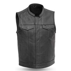 Transpirable nueva tendencia Chaleco de cuero sin mangas de los hombres al aire libre de invierno Biker Cut moda Chaleco de cuero bajo precio de alta calidad - Product Image 1