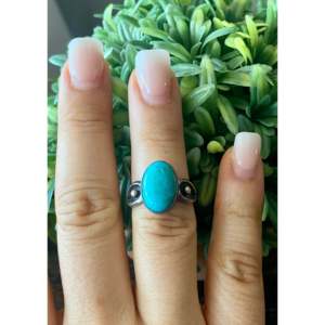 Kingman <b>Turquoise</b> Sterling Silver <b>Ring</b> Size 6.5-Navajo Handmade Fine Jewelry - Product Image 2