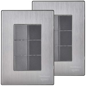 Placca Interruttore, MXIUM-002, 2 Pezzi, Switchx3, 125-250VAC, 10A, 50/60Hz, Argento/Oxford, Acciaio Inossidabile/PC. - Product Image 1