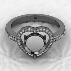 Meilleure vente 925 argent Sterling 8mm coeur Design Semi Mount Prong Setting Ring Ladies Love Symbol Jewelry Findings & Components - Product Image 4