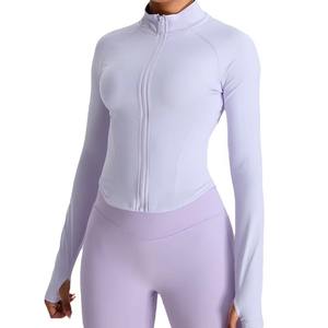 Ropa deportiva ajustada personalizada para mujer, chaqueta transpirable con cremallera para Fitness y Yoga, Top ligero de moda con cremallera completa para entrenamiento - Product Image 6