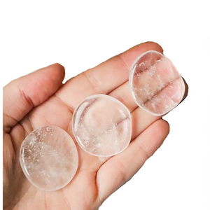 คริสตัลหินคริสตัลใสแบบแบนทรงฝ่ามือแบนทรงแบนประดับด้วยคริสตัลแบบเรียบมีช่องใส่ของ - Product Image 4