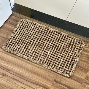 Viet Fargimex Handwoven Seagrass Rug Eco-Friendly Rustic Rectangle <b>Mat</b>, Natural Brown Design from Vietnam - Product Image 3