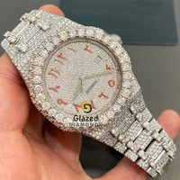 Luxuriöse Edelstahl Hip-Hop Mechanische Uhr mit Laborgezüchteten Runden Diamanten und Analogem Glaszifferblatt