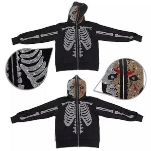 Sudadera con Capucha y Cremallera, Bordada con Pedrería, Estilo Urbano, Logotipo Personalizado, Unisex, Talla Grande para Hombre, Fabricantes de Ropa Personalizada OEM 2025 - Product Image 1