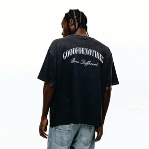 Haute qualité poids lourd 100% coton couleur unie Streetwear t-shirts grande taille goutte épaule hommes T-Shirts - Product Image 3