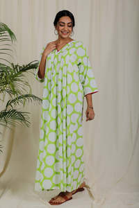 Maxi vestido caftán de verano para mujer nuevo vestido tejido largo de manga tres cuartos hasta el suelo cintura Natural lavable sostenible - Product Image 4