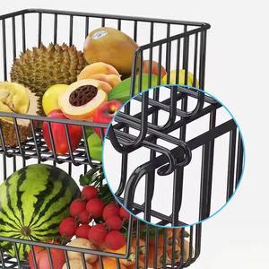 Kitchen Storage <b>Baskets</b> Organizer Rack Fruits Vegetables Eco-Friendly Handmade Classic <b>Metal</b> Multifunction Rolling Trolley 4 - Product Image 2