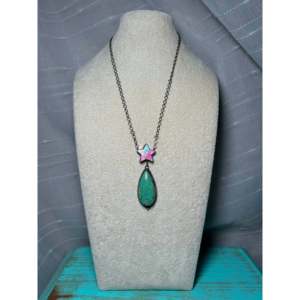 Tia <b>Long</b> Turquoise Star Pattern Multi-Stone & Sterling Silver <b>Necklace</b> for Gift - Product Image 3