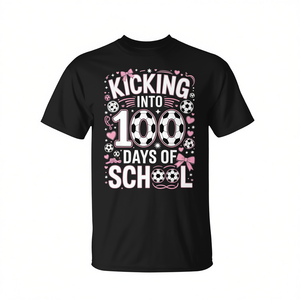 Camiseta Rosa con Lazo Coqueta para Maestras, Camiseta Promocional para Niñas de Fútbol, 100 Días de Escuela - Product Image 2