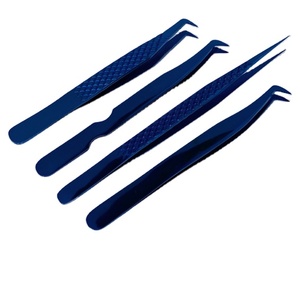 Pince à épiler pour faux cils en acier inoxydable de qualité fine droite et incurvée - Product Image 1