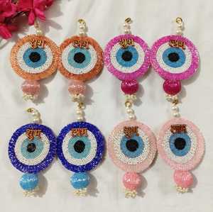 Colgantes decorativos Shubh Labh Evil Eye para la decoración del festival Entrada del hogar Ceremonia de Pooja Regalos de devolución y favores de fiesta - Product Image 1