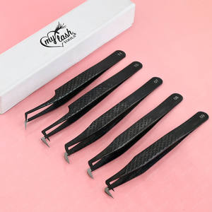 Pince à cils à pointe en fibre pour volume intense, pince à cils à pointe fine en X, pince à cils pour extensions avec grip diamanté, pointe à 45 et 90 degrés - Product Image 1