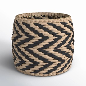 <b>Black</b> And Brown Big Round Macrame <b>Basket</b> Fibre Storage <b>Basket</b> Perfect For Home Storage And Modern Decor Wholesale From India - Product Image 1