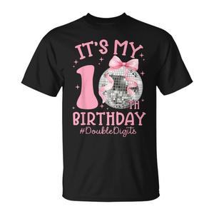 T-shirt Coquette Bow Disco Ball per ragazze, simpatico regalo promozionale per il 10° compleanno - T-shirt per la festa di compleanno - Product Image 1