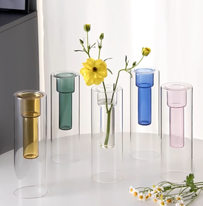 Vase en tube de verre de couleur personnalisée-Design moderne pour mariage et décoration intérieure soufflé à la main - Product Image 3