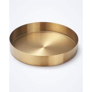 Plateau de service rond en laiton antique, plateau décoratif en métal de luxe pour mariage, hôtel et réception, plateau de service rond en or - Product Image 1