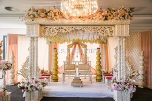 ไม้แกะสลักสำหรับงานแต่งงานเสานกยูงไม้อินเดียสำหรับงานแต่งงาน - Product Image 5