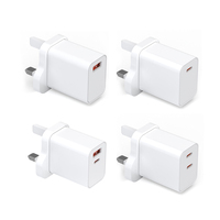 PD UKCA Certifié PD 20W Adaptateur secteur USB Type C Charge rapide Tête de chargeur mural Prise britannique pour iPhone Samsung Téléphone mobile
