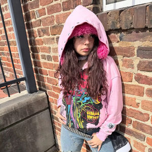 เสื้อฮู้ดบ็อกซี่เอวลอยแบบกำหนดเอง500มีฮู้ดสไตล์บ็อกซี่ผ้าคอตตอนสีพื้น - Product Image 1