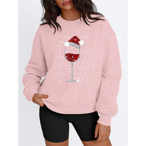 <b>Christmas</b> Print Solid Color O-Neck Loose Long Sleeved Tops <b>Christmas</b> Print Solid Color Sweaters Women Casual <b>Hoodies</b> - Product Image 6