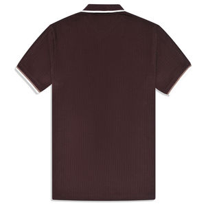 Polo de LICRA 100% algodón con patrón sólido ecológico informal para hombre, camiseta con textura marrón, Media manga con botones - Product Image 4