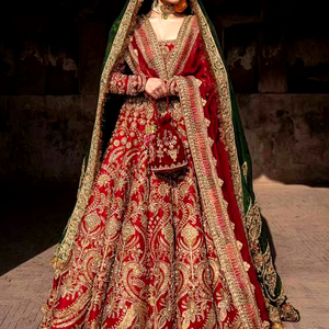 BEAUTIFUL--BRIDAL <b>BLOUSE</b>--LEHENGA WITH HEAVY EMBROIDERY EMBELLISHED CRYSTAL GLASS BEADS,STONE,PEARLS,DABKA WORK for WEDDING=2024 - Product Image 1