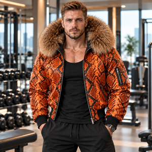 Skin Leather <b>Jacket</b> with Detachable Fox <b>Fur</b> <b>Hood</b> Premium Fashion Outerwear | Herren Lederjacke | Chaqueta Hombre Cuero - Product Image 1