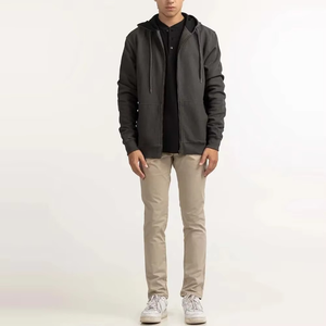 Sudadera con capucha y cremallera bordada de invierno de alta calidad personalizada 100% algodón talla grande OEM para hombre al por mayor - Product Image 6