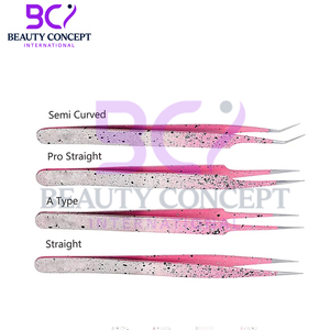 Stainless Steel High Quality Durable Lightweight Fine Point Salon Grade Hand Made Elegant Anti Slip Eyelashes Tweezers - Product Image 5