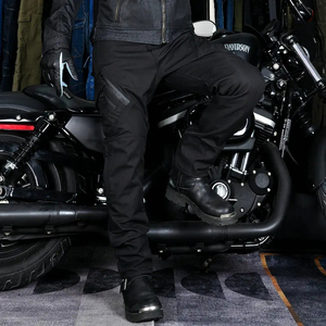 Black Biker Motorcycle Cargo Pants with Knee <b>Protectors</b> % Cotton Unisex Riding Trousers for All Seasons Daily Use - Product Image 5