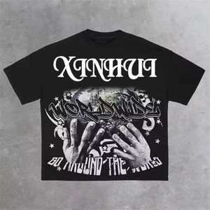 Camiseta Personalizada de Fábrica para Hombre, 100% Algodón Grueso, Estilo Hip Hop, Talla Grande, Diseño con Estampado - Product Image 3