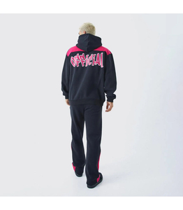 Survêtement d'impression d'écran 100% coton de haute qualité Logo personnalisé en gros avec coupe ample et motif solide - Product Image 3