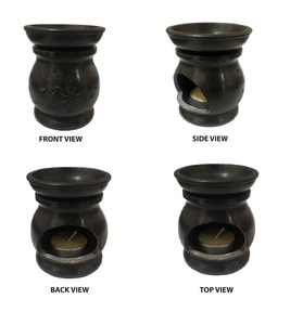 Diffuseur d'arôme en stéatite noire avec brûleur d'arôme en marbre pour encens et aromathérapie Produit élégant et pratique - Product Image 3