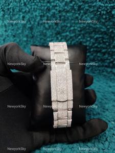 41mm unisexe luxe Quartz mouvement mécanique montre en acier inoxydable étanche analogique verre Hip Hop Style personnalisable glacé VVS - Product Image 5