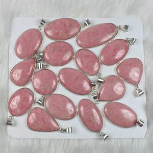 จี้สร้อยคอชุบเงินของผู้หญิง Thulite Jasper การตั้งค่าฝาที่มีเสน่ห์ที่น่าสนใจสำหรับสาวๆ - Product Image 1