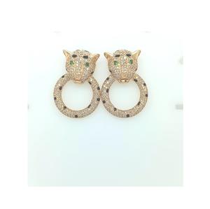 Nueva colección Panther Style 14Kt Gold Real Diamond Earring con Black Esmalte Earring para exportar desde India - Product Image 3