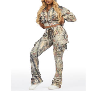 Ensemble de survêtement pour femmes, jogging, pantalon évasé, tenue de sport confortable et respirante pour la salle de sport, la course à pied, le fitness - Product Image 1