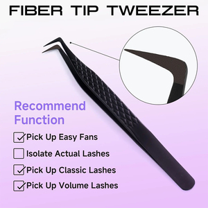 Vente chaude blanc et violet extension de cils pince à épiler à pointe en fibre or rose applicateur de cils extension de cils pince à épiler ensemble de 2 avec boîte - Product Image 6