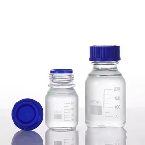 Botella de reactivo de vidrio transparente de 250ml de grado de laboratorio con cuello estrecho y tapón de rosca de polipropileno (PP) - Product Image 2
