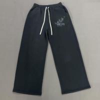 Pantalon décontracté ample en toile avec impression DTG personnalisée OEM – Séchage rapide, respirant, écologique, sportif, coupe droite, cordon de serrage, ample
