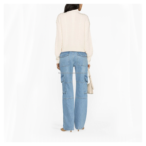 Nouveau pantalon en jean pour femme, style cargo, décontracté, confortable, taille mi-haute, coupe droite, longueur intégrale, coloré, 100% coton respirant - Product Image 4