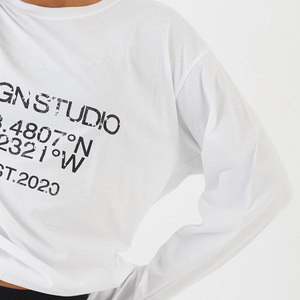 OEM Women’s Full Sleeve T Shirt Oversized Graphic Tee Casual Streetwear Long Sleeve Top <b>Custom</b> Apparel Manufacturer Wholesale - Product Image 4
