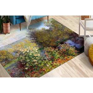 Alfombra con estampado de árbol abstracto: famosa alfombra para sala de estar inspirada en Monet, alfombra suave no tejida - Product Image 1