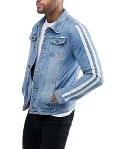 Chaqueta Vaquera de Invierno Unisex de Manga Larga con Bordado, Servicio OEM Personalizado, Color Azul Lavado, Chaqueta para Hombre con Franja en la Manga - Product Image 1