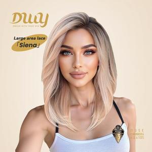 Siena-DWY Light Pink Glueless Synthetic <b>Wig</b> 136 Filter Lace Free Parting Shoulder Length Transparent Lace Color - Product Image 1