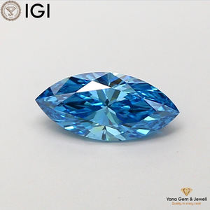 Diamante Cultivado en Laboratorio CVD, Corte Marquesa, Color Azul Intenso, Claridad VS2, Grado Alto, 1.00 Quilates, con Certificado IGI - Product Image 1